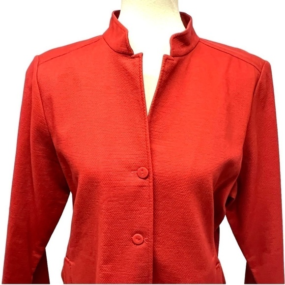 Eileen Fisher Cotton Blend Stand Collar Button Front Textured Blazer Women Large - Picture 3 of 12